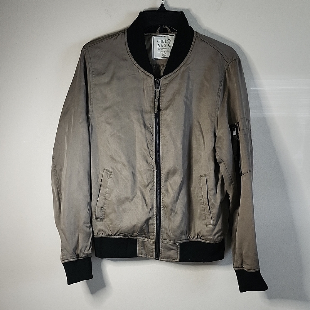 Womens Olive Green Black Bomber Jacket Full Zip Cielo Jeans Fall